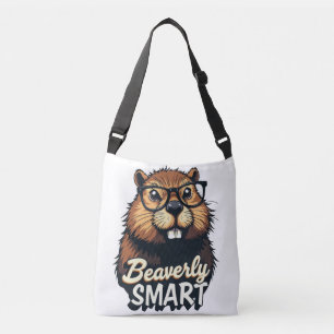 Beaverly Smart - Lustigt beaver med glasbild Axelväska