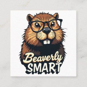 Beaverly Smart - Lustigt beaver med glasbild Fyrkantigt Visitkort