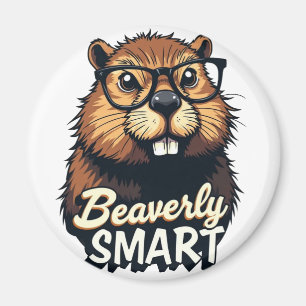 Beaverly Smart - Lustigt beaver med glasbild Magnet
