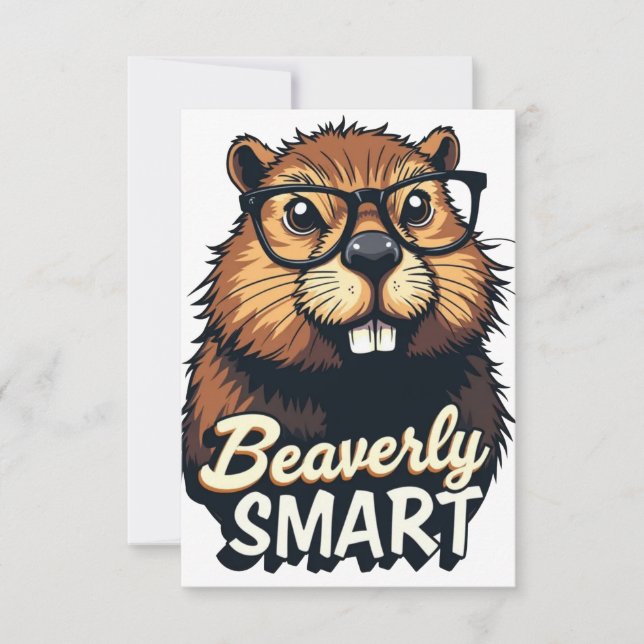 Beaverly Smart - Lustigt beaver med glasbild Meddelande (Framsida)