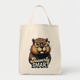 Beaverly Smart - Lustigt beaver med glasbild Tygkasse
