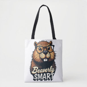 Beaverly Smart - Lustigt beaver med glasbild Tygkasse