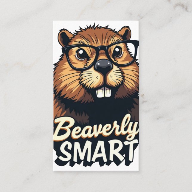 Beaverly Smart - Lustigt beaver med glasbild Visitkort (Framsida)