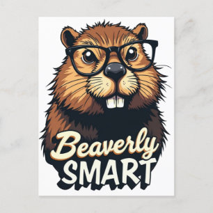 Beaverly Smart - Lustigt beaver med glasbild Vykort