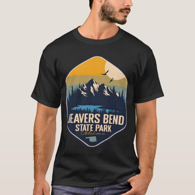Beavers Bend State Park Oklahoma OK Retro Camping  T Shirt (Framsida)