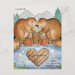 Beavers i Kärlek Helg Vykort
