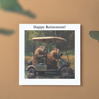 Beavers in a golf cart, anpassade julkort