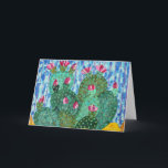 Beavertail Cactus Greeting Card Kort<br><div class="desc">Collage 9 x 14 on Canvas Board with Acrylic paint</div>