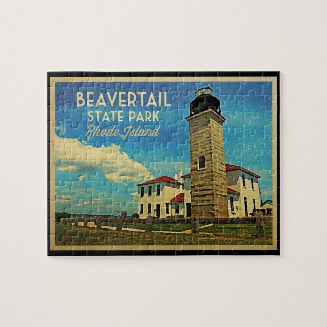 Beavertail Lighthouse Rhode island Pussel (Horisontell)