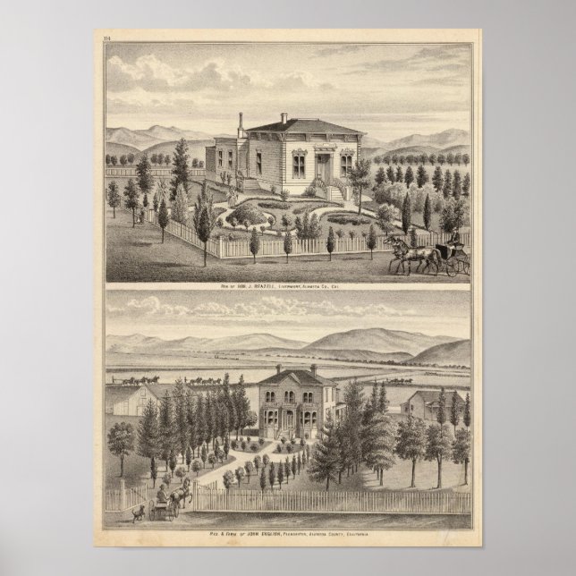 Beazell, engelska bostäder, gårdar poster (Framsidan)