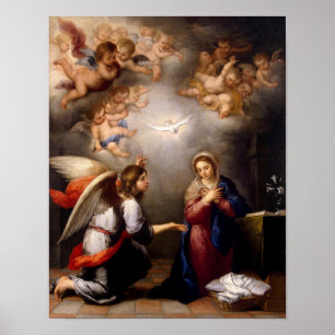  Bebådelsen av Murillo (detalj) Affisch