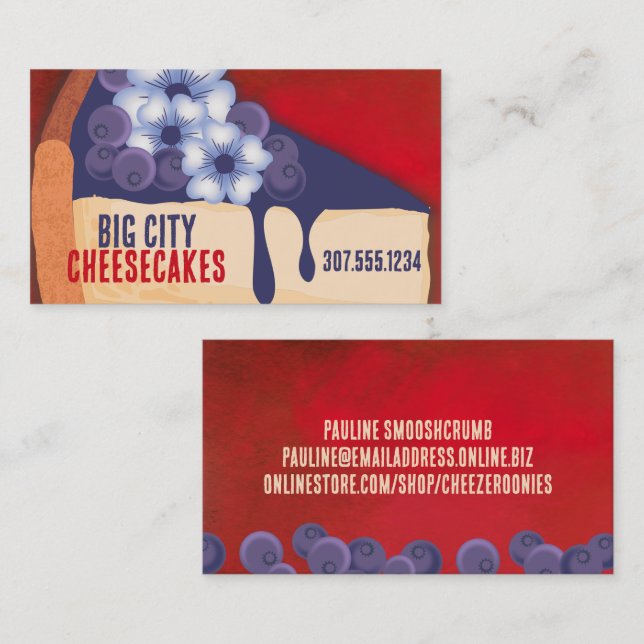 Bebakning av bröllop-händelsen i Blåbär, ostekakni Visitkort (Fram/baksida)