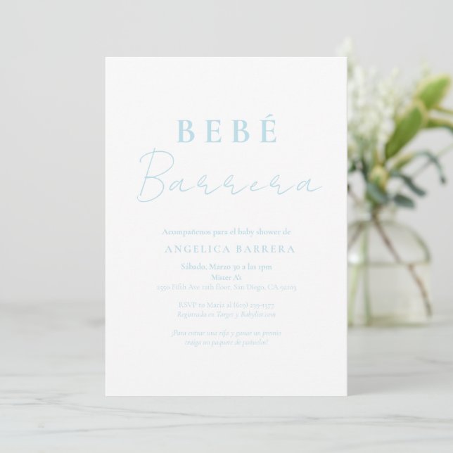 Bebe Azul-inbjudan till Simple Baby Shower Inbjudningar (Stående Fram)