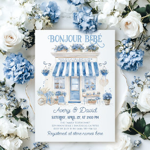 Bebe Cafe Bonjour Bebe Parisian Tema Baby Shower Inbjudningar