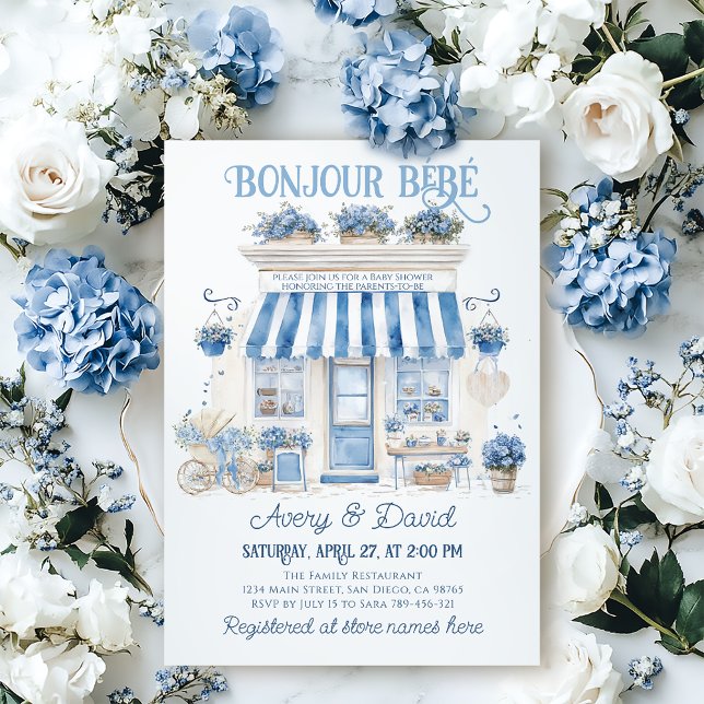 Bebe Cafe Bonjour Bebe Parisian Tema Baby Shower Inbjudningar (Skapare uppladdad)