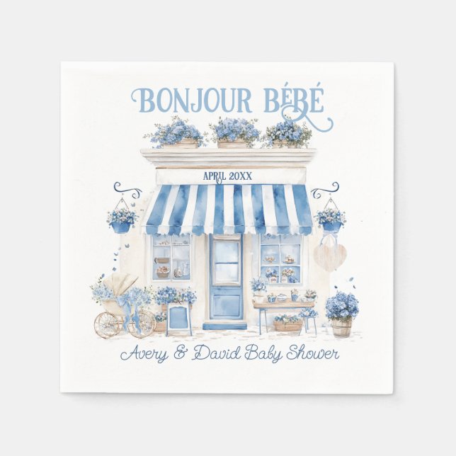 Bebe Cafe Bonjour Bebe Parisian Tema Baby Shower Pappersservett (Framsidan)