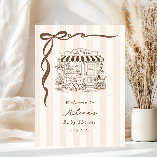 Bebe Cafe Gender neutral Bow Baby Shower Welcome Poster (Skapare uppladdad)