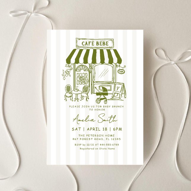 Bebe Cafe Home Cafe Tema Babydusch Inbjudningar (Skapare uppladdad)