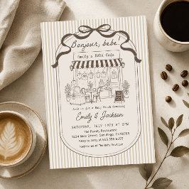 Bebe Café Parisian Brun Kaffebarnvigning Inbjudningar