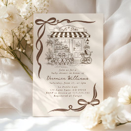 Bebe Cafe Parisian Theme Bow Coffee Baby Shower Inbjudningar