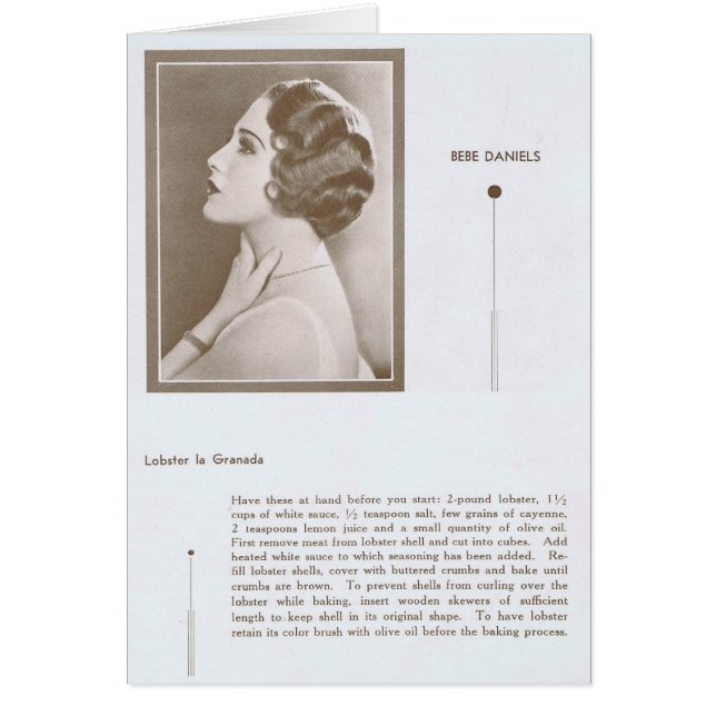 Bebe Daniels Lobster Recipe Hälsningskort (Framsidan)