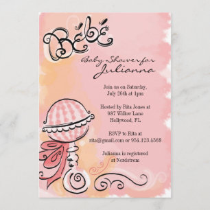 Bebe - Fransk Inspiced Baby Shower Inbjudan