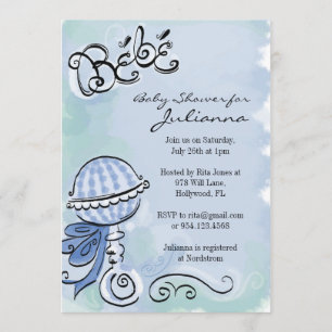 Bebe - inspirerad baby showerinbjudan för fransk inbjudningar