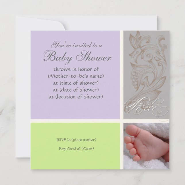 Bébé Modern Swirl n Dot - Flicka Shower Inbjudan (Framsida)