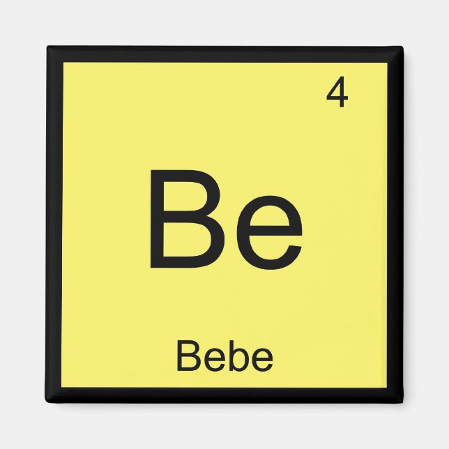 Bebe Namn Kemiskt Element Periodiska Systemet Magnet (Framsidan)