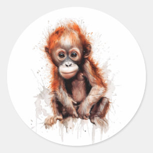 Bebé Orangután Runt Klistermärke