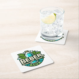 Beber agua underlägg papper kvadrat