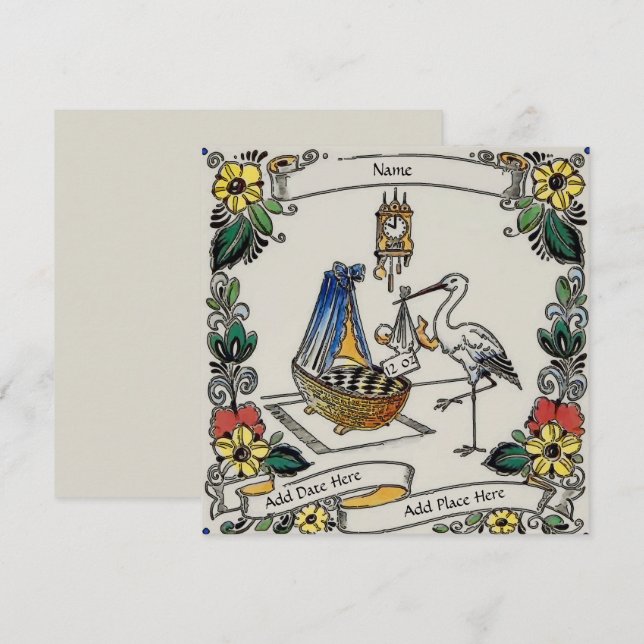 Bebis ankomstkort inbjudningar (Fram/baksida)