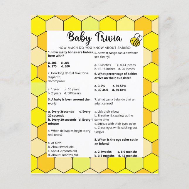 Bebis Baby Fakta | Baby Shower Spel (Framsida)