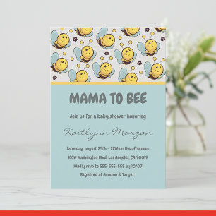 Bebis-barnvakt-inbjudningar Mama till bi Humla Inbjudningar