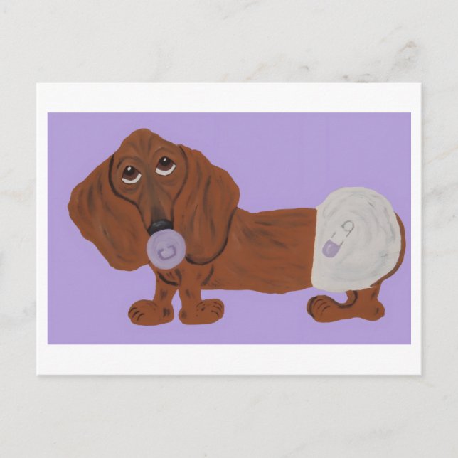 Bebis Dachshund Meddelande Vykort (Framsida)