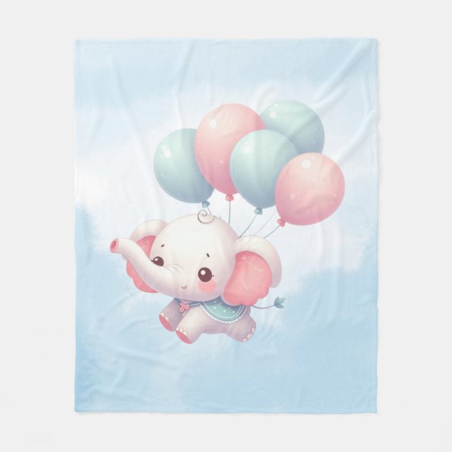 bebis elefant med ballonger fleecefilt (Framsidan)