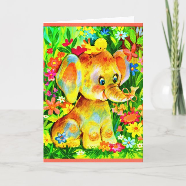 bebis elefant och fågel kort (Framsida)