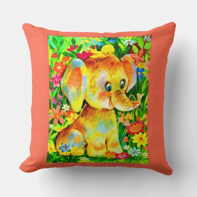bebis elefant tryck kudde (Framsida)