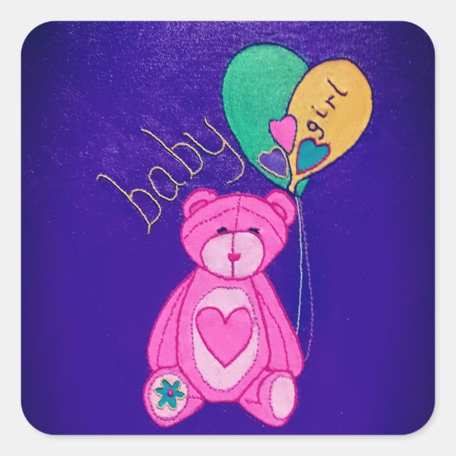 Bebis Flicka Fyrkantigt Klistermärke (Framsida)