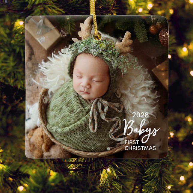 Bebis Första Jul Foto Julgransprydnad Keramik (Skapare uppladdad)