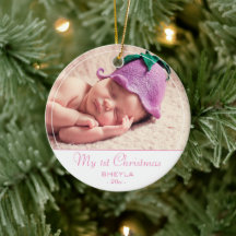 Bebis Första Jul Rosa Babyflicka Foto