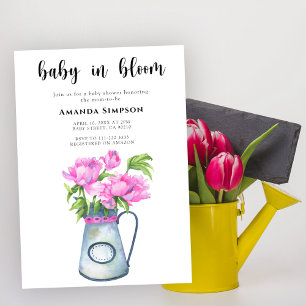 Bebis i blom Babyshower med blomkruka Inbjudningar