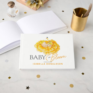 Bebis i blom blom nyckfull akvarell baby shower gu gästböcker