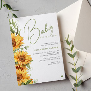 Bebis i blom elegant solros baby shower inbjudningar
