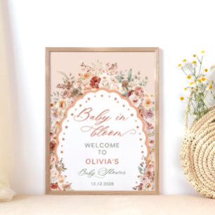 Bebis i blomning Boho Blommig Baby Shower Välkomme Poster