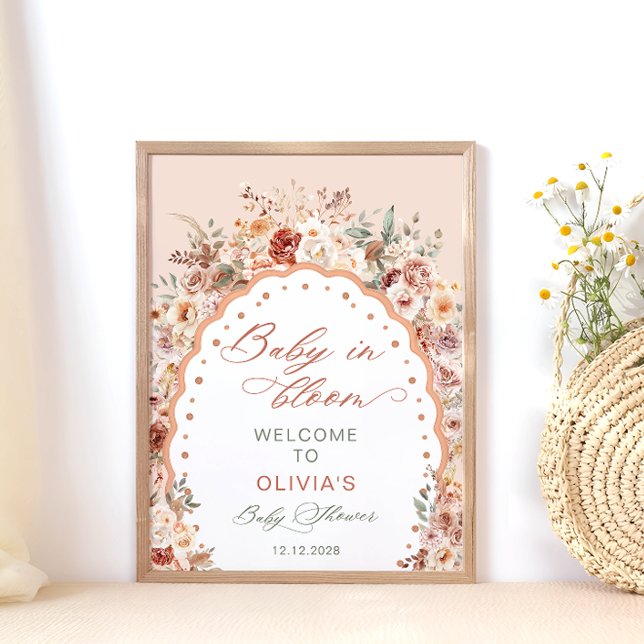 Bebis i blomning Boho Blommig Baby Shower Välkomme Poster (Skapare uppladdad)