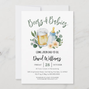 Bebis och öl Grönskande Baby Shower-inbjudan Inbjudningar
