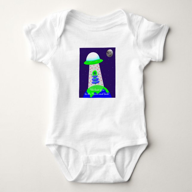 Bebis overall med alien och måne av Jo Images T Shirt (Framsida)