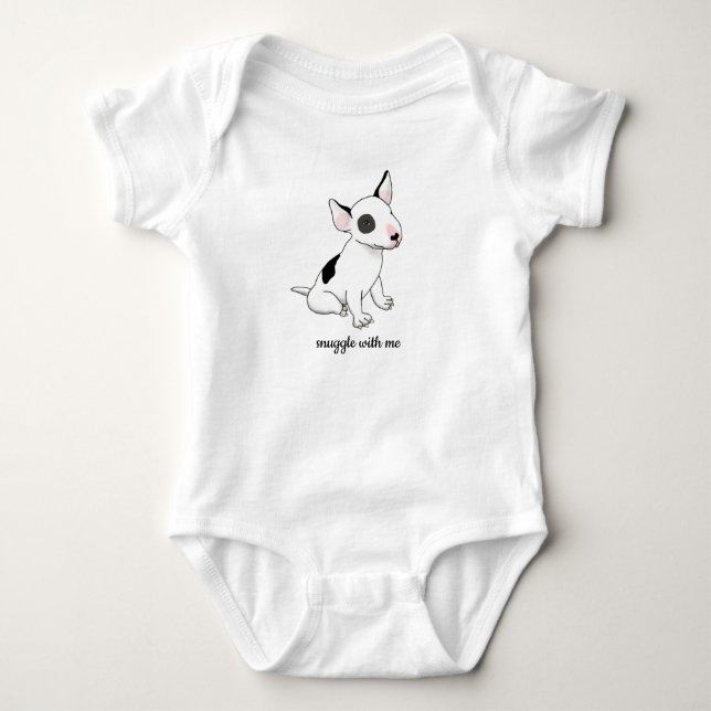 Bebis overall med söt bullterrier-valp t shirt (Framsida)