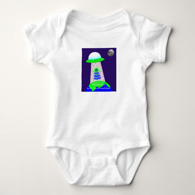 Bebis overall med utomjording och måne av Jo Image T Shirt (Framsida)